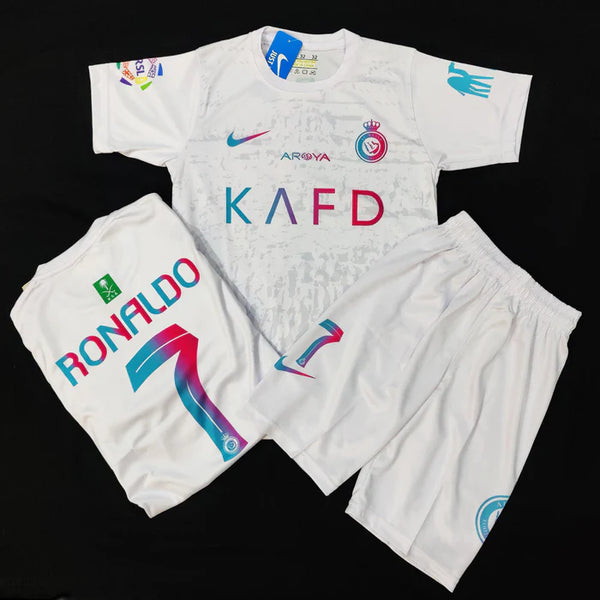 WHITE  Kids Al Nassr Ronaldo Football Kit ⚽
